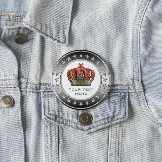 Chapa Redonda De 7 Cm Corona de la Cruz Real - Rojo Azul dorado (In situ)