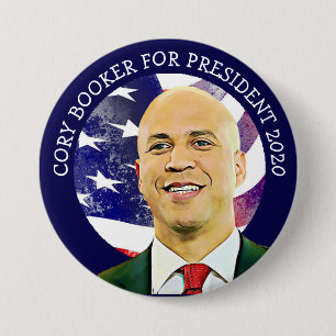 Chapa Redonda De 7 Cm Cory Booker para la elección del presidente 2020 e