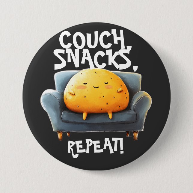 Chapa Redonda De 7 Cm Couch Potato Divertido (Anverso)