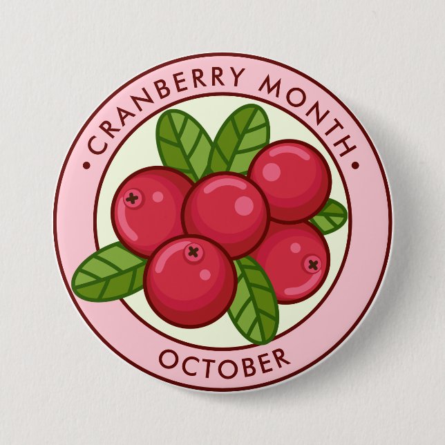 Chapa Redonda De 7 Cm Cranberry Month Octubre (Anverso)