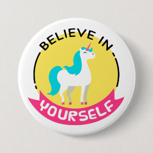 Chapa Redonda De 7 Cm "Crea en sí mismo" la insignia del unicornio