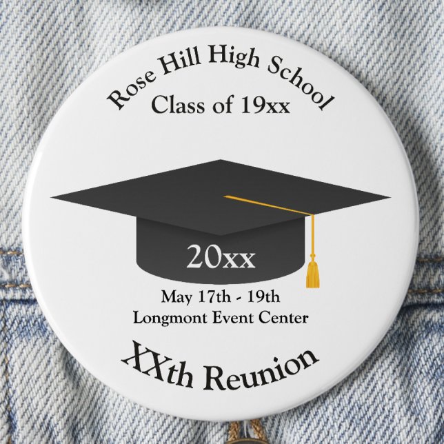 Chapa Redonda De 7 Cm Create-Your-Own Mortarboard Class Reunion Button (Subido por el creador)