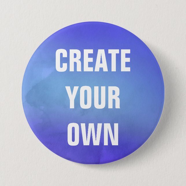 Chapa Redonda De 7 Cm Cree su propia pintura azul de la acuarela (Anverso)