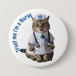 Chapa Redonda De 7 Cm Créeme, soy enfermera del NHS, médico de gatos lin