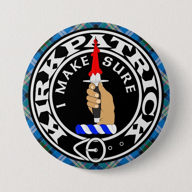 Chapa Redonda De 7 Cm Crest del CLAN KIRKPATRICK (Anverso)