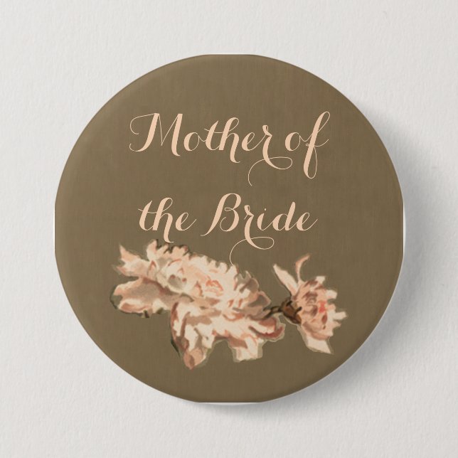 Chapa Redonda De 7 Cm Crisantemo en una botella madre de la novia (Anverso)