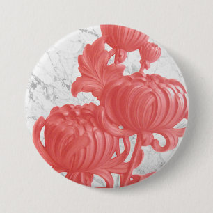 Chapa Redonda De 7 Cm Crisantemo rosa