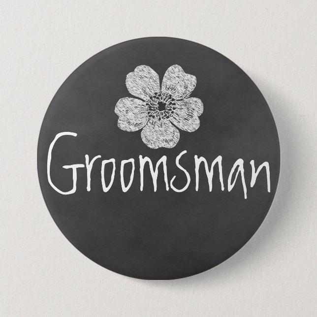 Chapa Redonda De 7 Cm Croomsman Wild White Roses Chalkboard (Anverso)