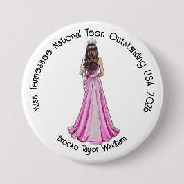 Chapa Redonda De 7 Cm Crowned Queen Custom Pageant Button