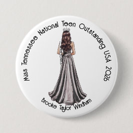 Chapa Redonda De 7 Cm Crowned Queen Custom Pageant Button