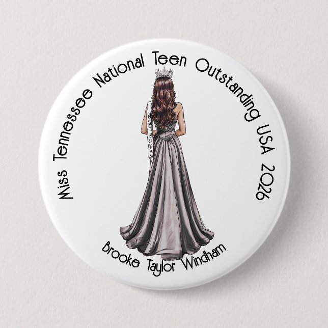 Chapa Redonda De 7 Cm Crowned Queen Custom Pageant Button (Anverso)