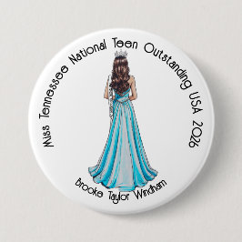 Chapa Redonda De 7 Cm Crowned Queen Custom Pageant Button