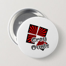 Chapa Redonda De 7 Cm Cuadrados rojos con vigas y óvalos grises Texto