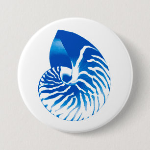 Chapa Redonda De 7 Cm Cubierta de Nautilus - azul cobalto y blanco