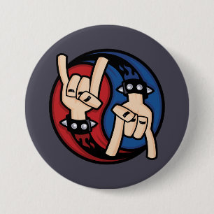 Chapa Redonda De 7 Cm Cuernos de diablo de Rock and Roll Yin Yang
