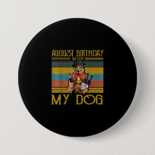 Chapa Redonda De 7 Cm Cumpleaños De Agosto Con Mi Perro Irlandés Setter