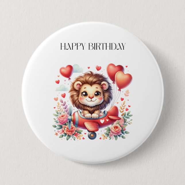 Chapa Redonda De 7 Cm Cumpleaños del León Volador (Anverso)
