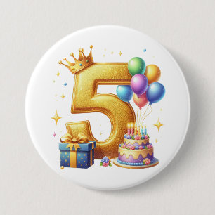Chapa Redonda De 7 Cm Cumpleaños dorado 5