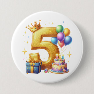 Chapa Redonda De 7 Cm Cumpleaños dorado 5