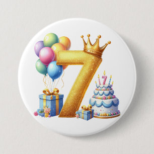 Chapa Redonda De 7 Cm Cumpleaños dorado 7