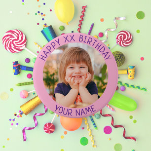 Chapa Redonda De 7 Cm Cumpleaños Feliz Personalizado con Foto, Nombre y 