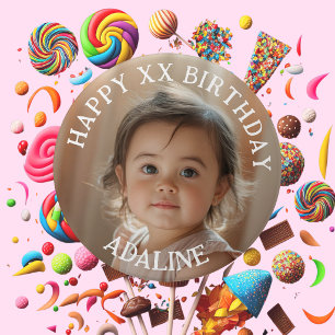 Chapa Redonda De 7 Cm Cumpleaños Feliz Personalizado con Foto Nombre y E
