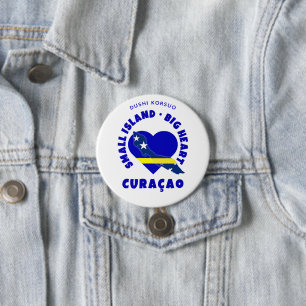 Chapa Redonda De 7 Cm CURAÇAO Gran Corazón Diversión Personalizado Dushi