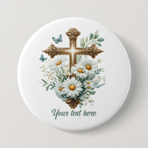 Chapa Redonda De 7 Cm Curte Religious Cross add text