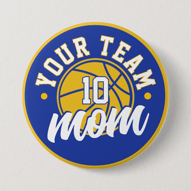 Chapa Redonda De 7 Cm Custom Basketball Mom Button (Anverso)