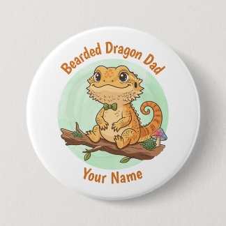 Chapa Redonda De 7 Cm Custom Bearded Dragon Dad Button