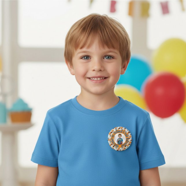 Chapa Redonda De 7 Cm Custom Sports Theme Birthday Photo Button (Subido por el creador)