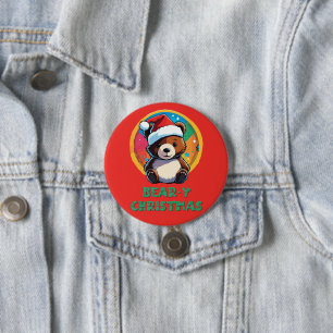 Chapa Redonda De 7 Cm Cute Adorable Kawaii Chibi Oso Navidad