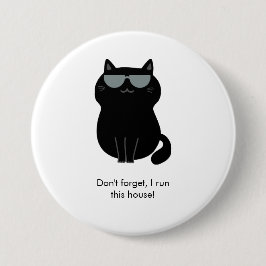 Chapa Redonda De 7 Cm Cute Cat - I run this house now!