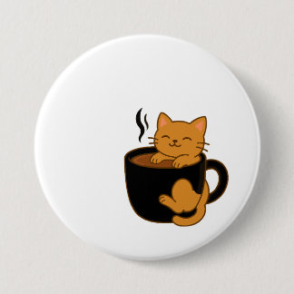 Chapa Redonda De 7 Cm Cute Coffee Cat Button – Ginger Cat in a Mug