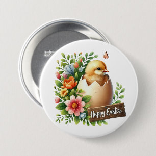 Chapa Redonda De 7 Cm Cute Happy Easter chick