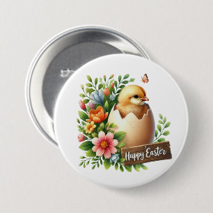 Chapa Redonda De 7 Cm Cute Happy Easter chick
