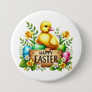 Chapa Redonda De 7 Cm Cute Happy Easter chick