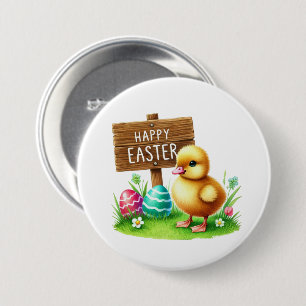 Chapa Redonda De 7 Cm Cute Happy Easter chick