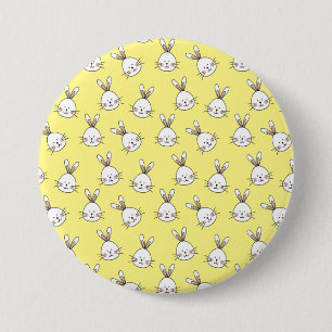Chapa Redonda De 7 Cm Cute Happy White Easter Bunny Pattern