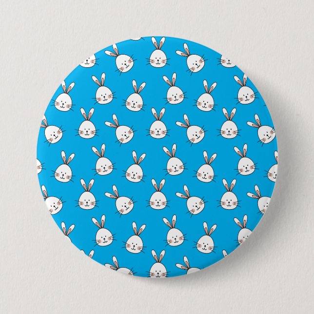 Chapa Redonda De 7 Cm Cute Happy White Easter Bunny Pattern (Anverso)