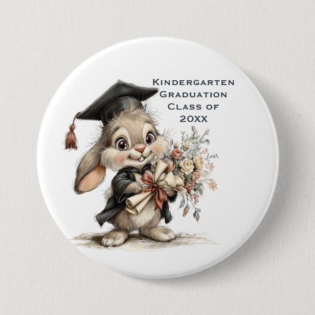 Chapa Redonda De 7 Cm  Cute Kindergarten Graduation Bunny Design (Anverso)