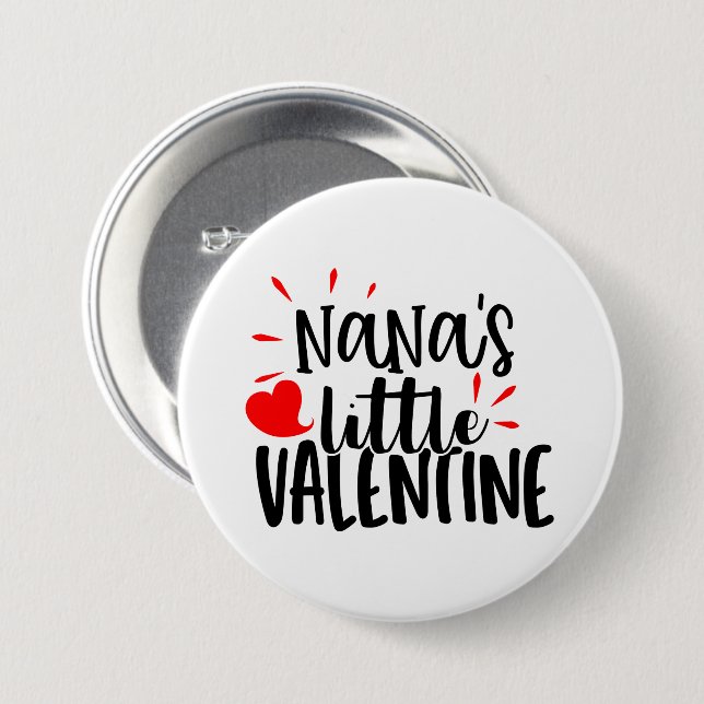 Chapa Redonda De 7 Cm Cute Nana's pequeño San Valentín (Anverso y reverso)