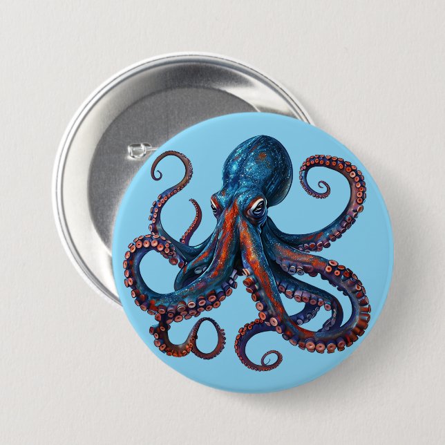 Chapa Redonda De 7 Cm Cute Octopus Pin - Custom Button Badge Gift (Anverso y reverso)