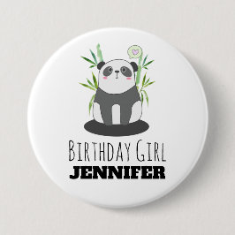 Chapa Redonda De 7 Cm Cute Panda blanco y negro en Chica de cumpleaños d