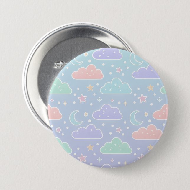Chapa Redonda De 7 Cm Cute Pastel Cloud Enamel Pin (Anverso y reverso)