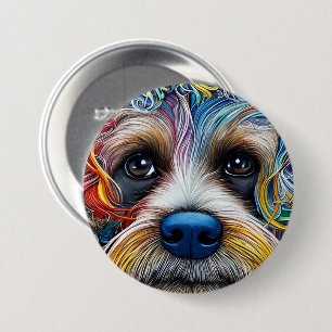 Chapa Redonda De 7 Cm Cute Pop Art Terrier