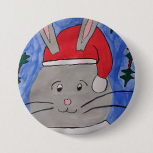 Chapa Redonda De 7 Cm Cute Santa Bunny