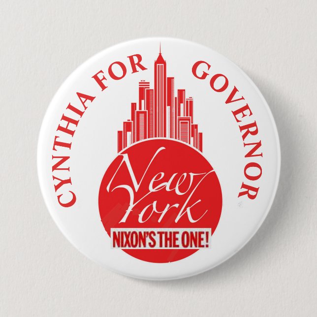 Chapa Redonda De 7 Cm Cynthia Nixon para el gobernador de NY (Anverso)