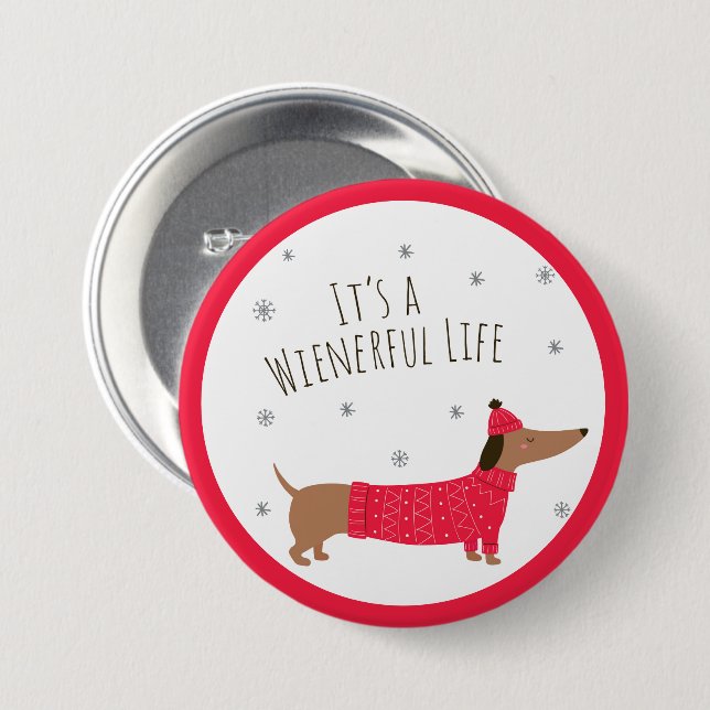 Chapa Redonda De 7 Cm Dachshund divertido de Navidad (Anverso y reverso)