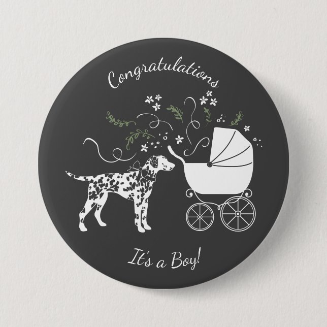 Chapa Redonda De 7 Cm Dalmatian Baby Shower Dog Silhouette (Anverso)
